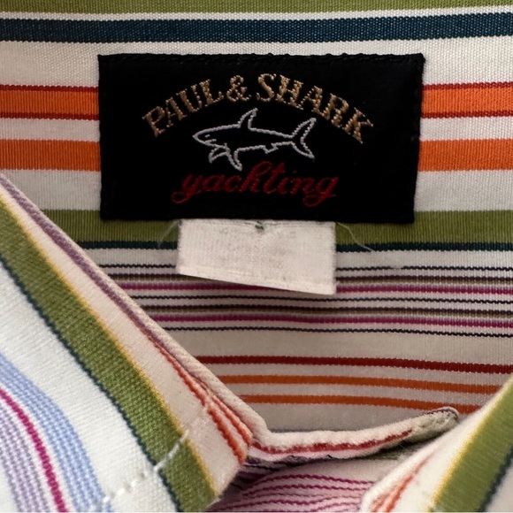 Paul & Shark Yachting Men’s Button Down Collared Shirt Colorful Stripe Print - Picture 3 of 16